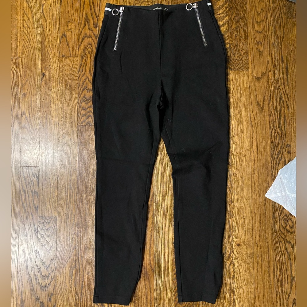 Zara Stylish Black Zipper Dress Leggings